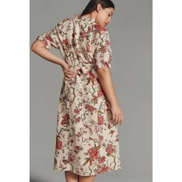 Pilcro Ruffle Collar Button down Dress Floral Plus Size 22W Linen - Picture 3 of 16